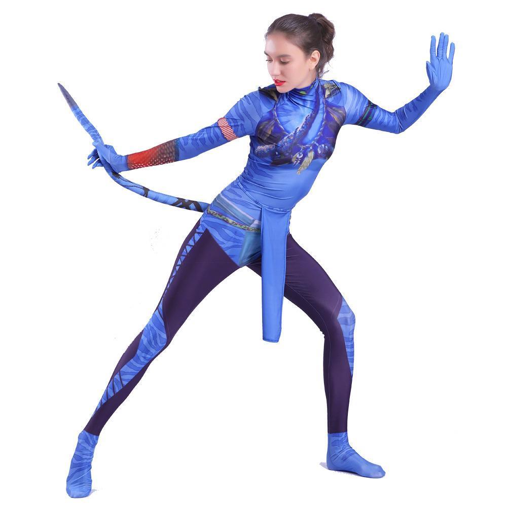 BuyAvatar 2 Neytiri Battle Costume Tail Suit Unisex Jumpsuit Halloween Cosplay Zentai Bodysuit for Adult Kids Now Cheaper With 3 - 5 Days Ship - PajamasBuy