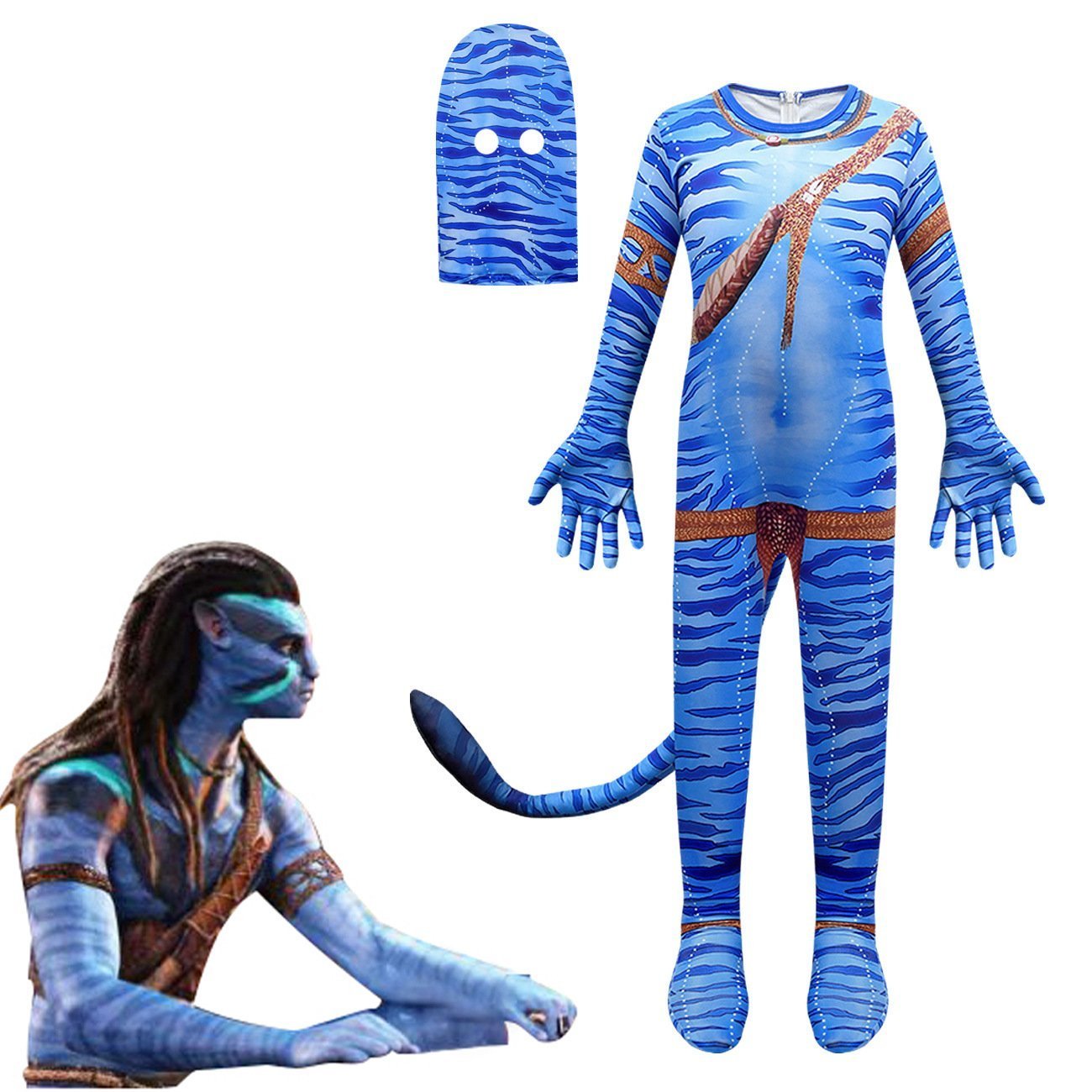 BuyAvatar: The Way of Water Costume Blue Cosplay zentai jumpsuit For Kids Now Cheaper With 3 - 5 Days Ship - PajamasBuy