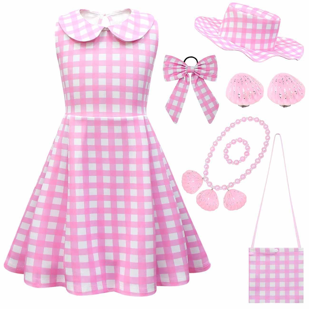 BuyBarbie Movie Margot Pink Lapel Dress Halloween Outfits Cosplay Costume Kids Now Cheaper With 3 - 5 Days Ship - PajamasBuy