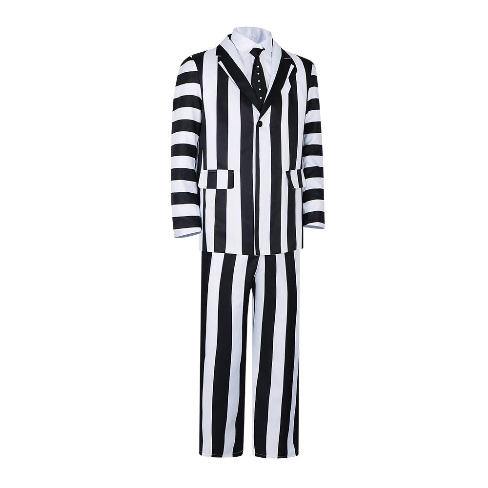 BuyBeetlejuice Adam Maitland Black And White Stripes Cosplay Costume Party Carnival Suit Now Cheaper With 3 - 5 Days Ship - PajamasBuy