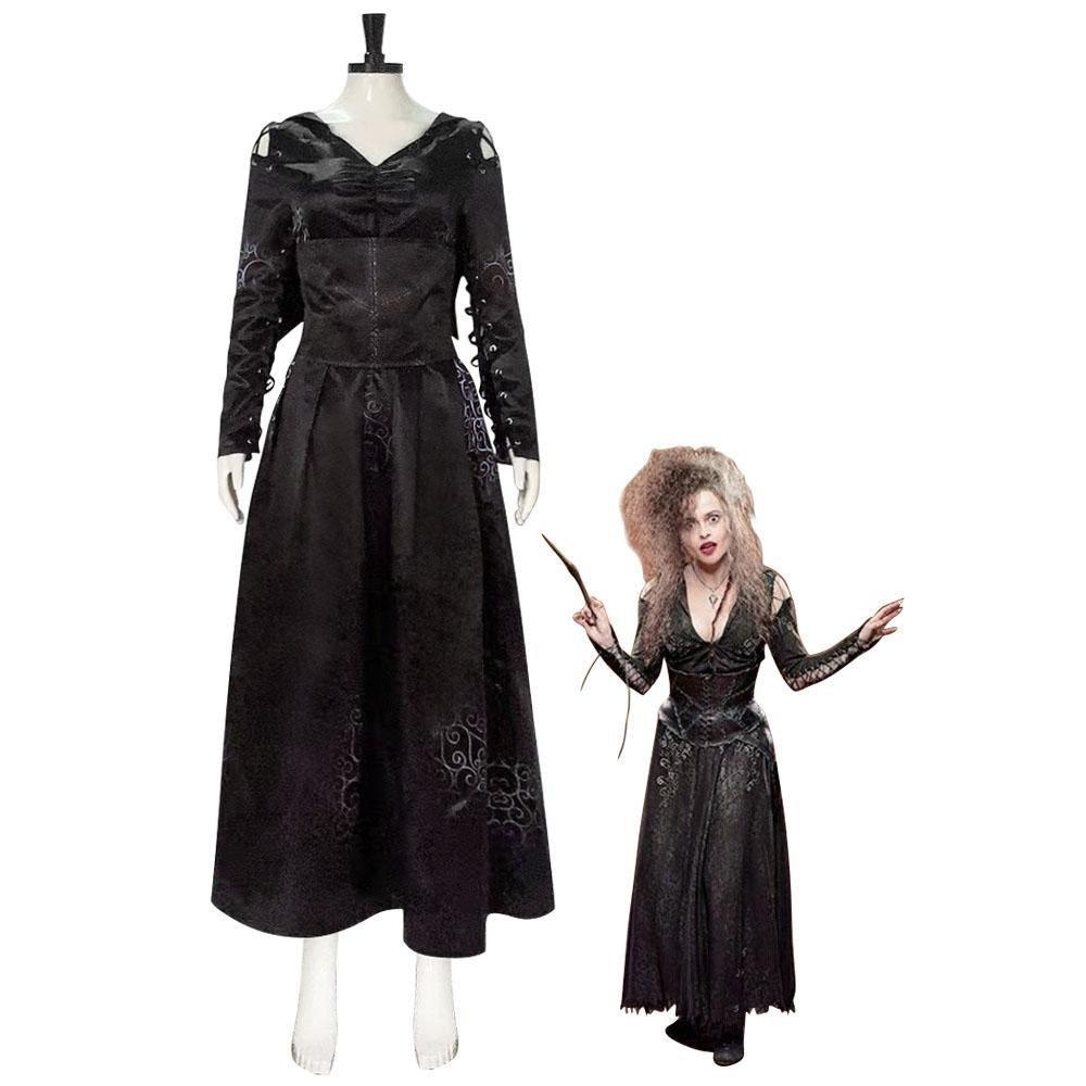 Bellatrix Lestrange Satin Dress Halloween Cosplay Costume - Pajamasbuy