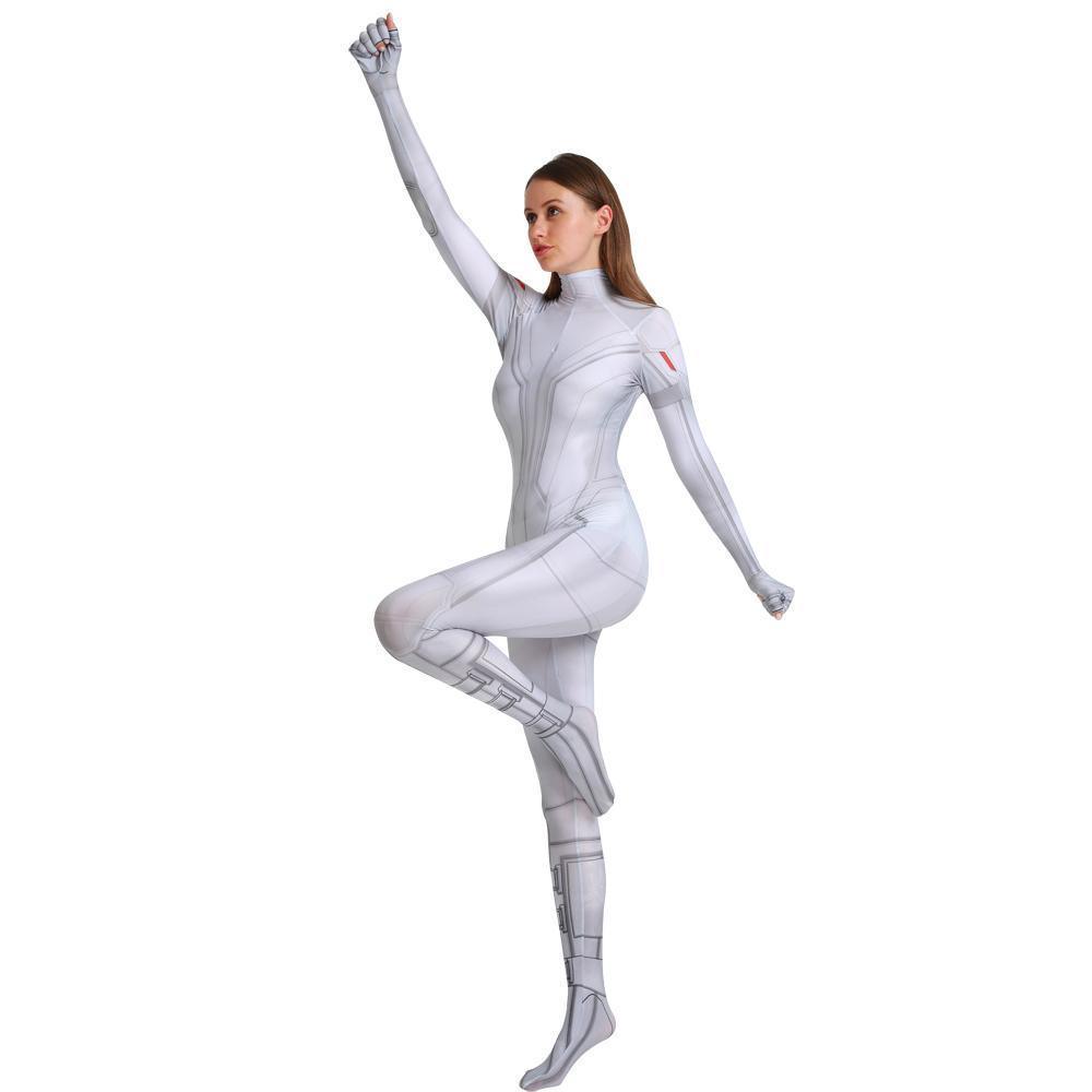 Black Widow White Cosplay Costume Zentai Bodysuit for Halloween Party - Pajamasbuy