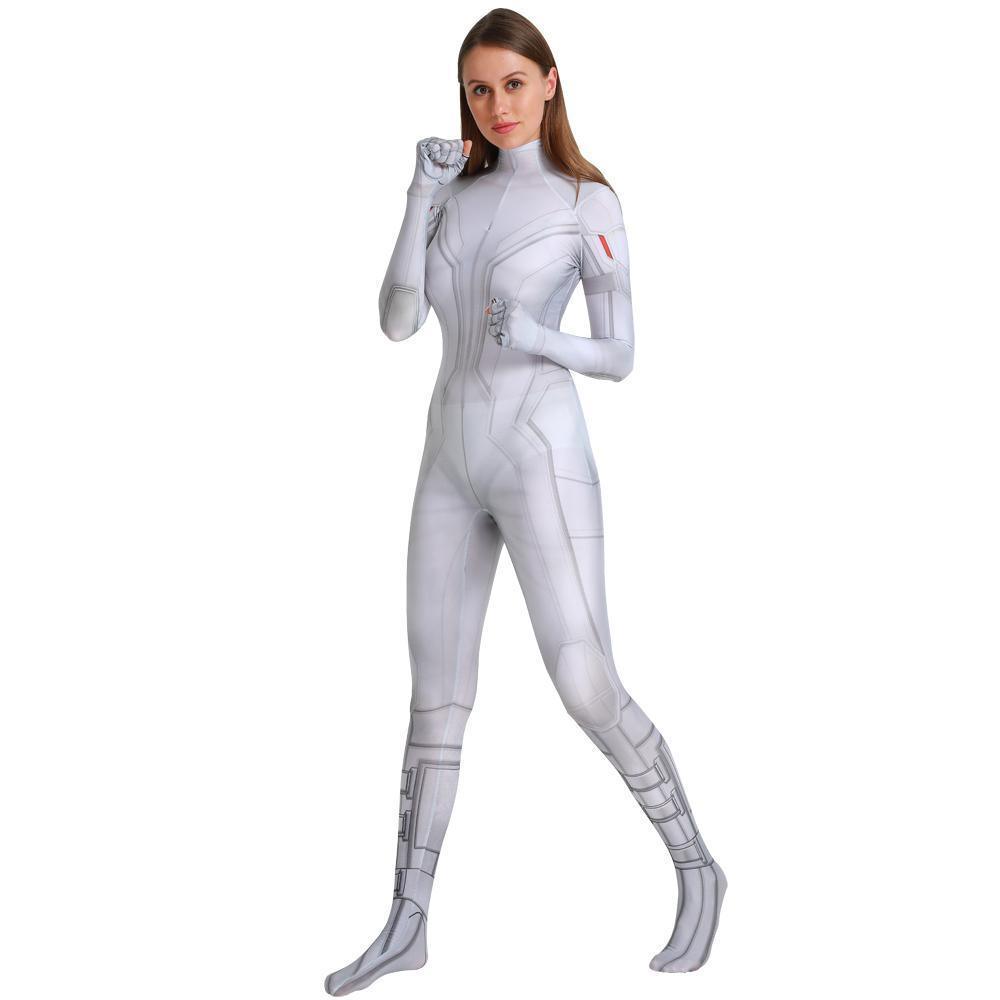 Black Widow White Cosplay Costume Zentai Bodysuit for Halloween Party - Pajamasbuy