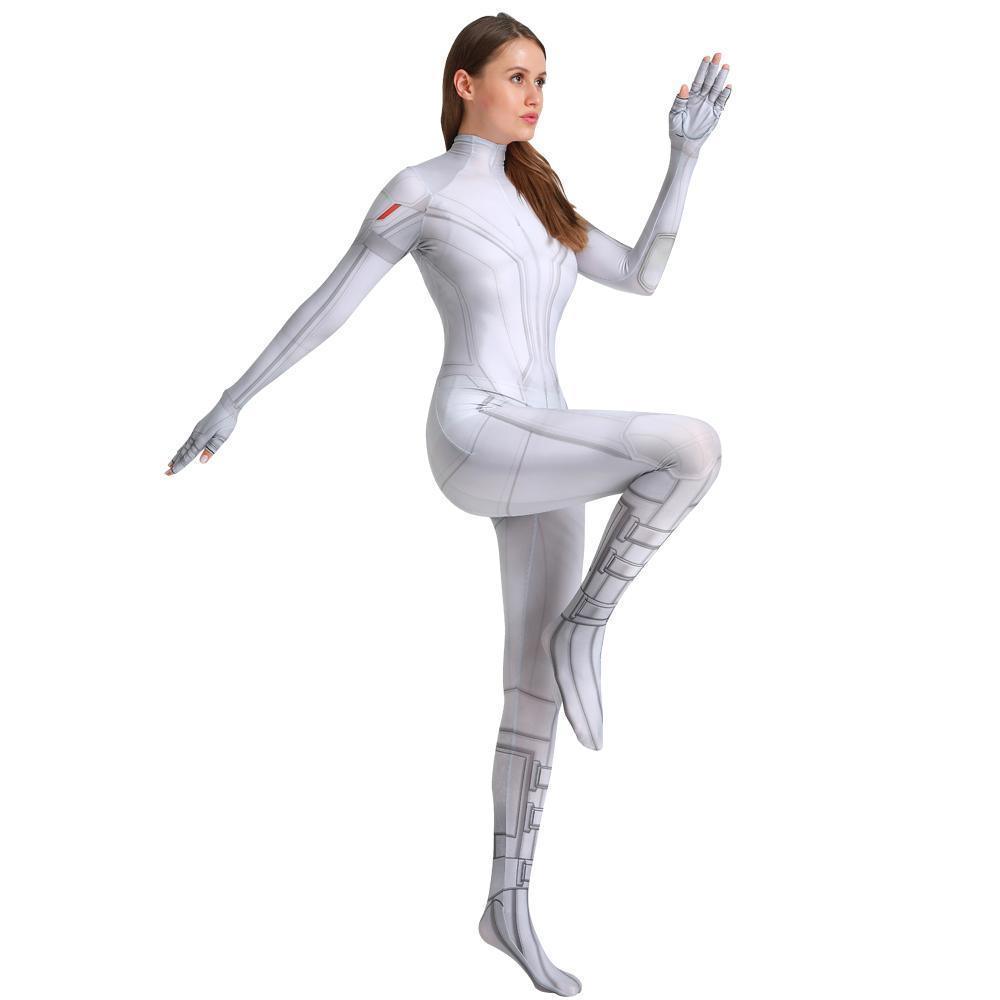 Black Widow White Cosplay Costume Zentai Bodysuit for Halloween Party - Pajamasbuy