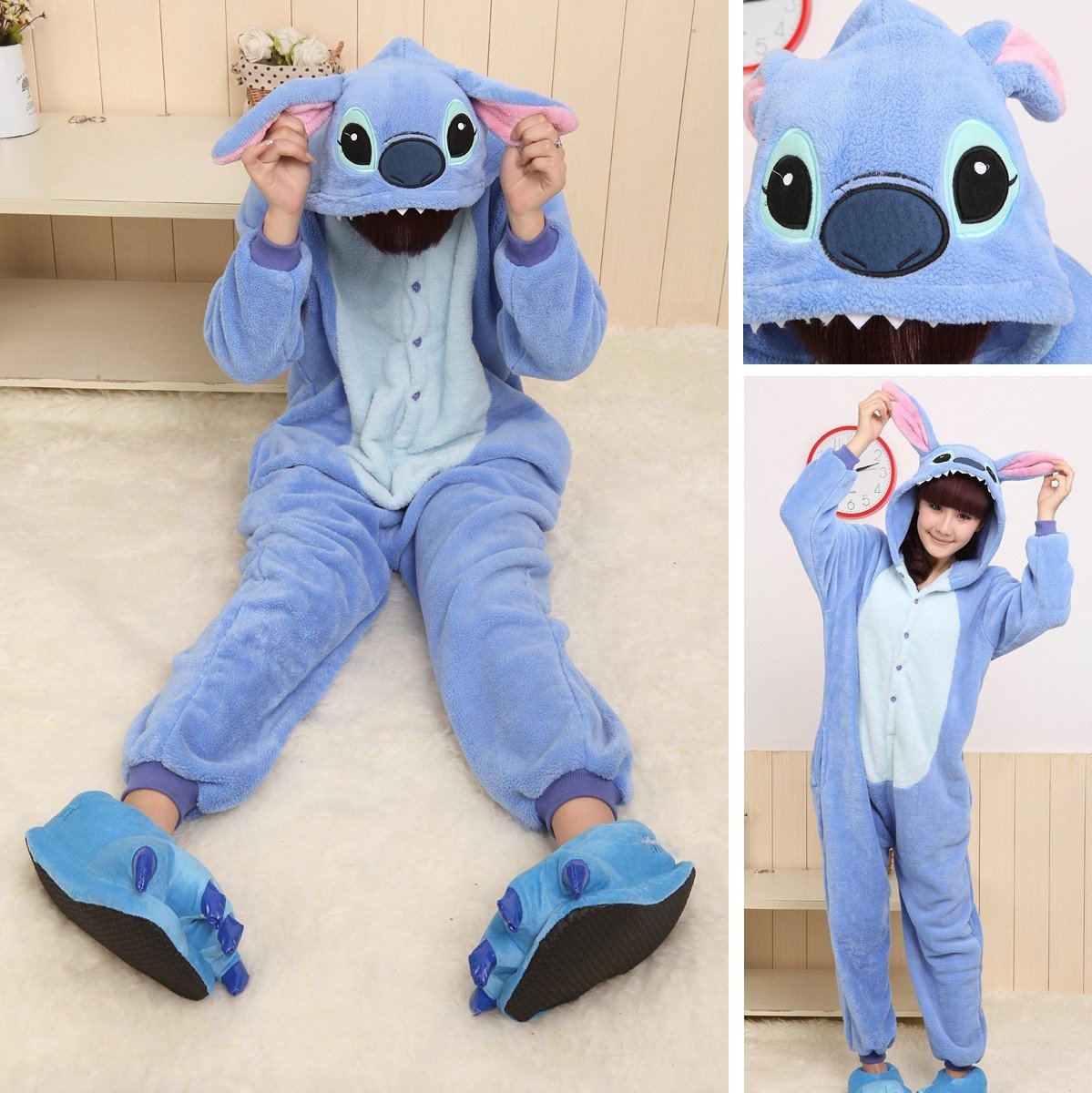 BuyBlue Stitch Kigurumi Onesies Pajamas Animal Costume Now Cheaper With 3 - 5 Days Ship - PajamasBuy