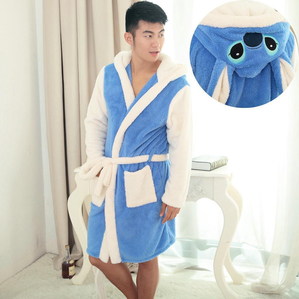 Blue Stitch Winter Warm Couple Sleepwear Kigurumi Pajamas - Pajamasbuy