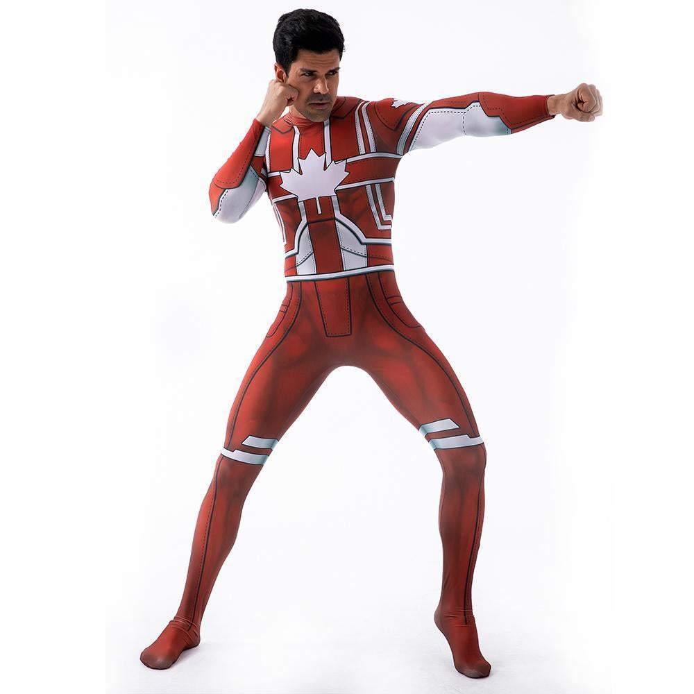 Captain Canuck Cosplay Costumes Jumpsuit Superhero Halloween Tights Zentai For Adult Kids - Pajamasbuy