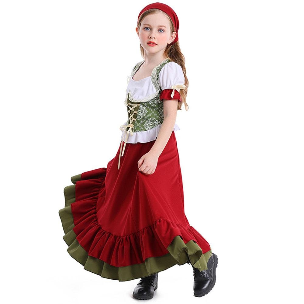 BuyChildren's Farm Oktoberfest Halloween Costume Wine Red Dance Skirt Outfit Now Cheaper With 3 - 5 Days Ship - PajamasBuy