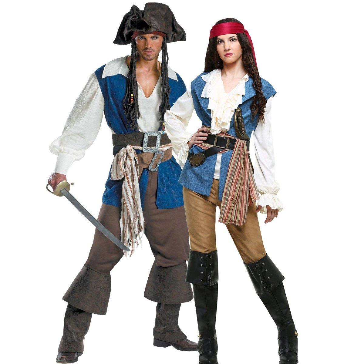 Couples Caribbean Captain Pirate Outfit Cosplay Costumes Fancy Dress Halloween Adult - Pajamasbuy