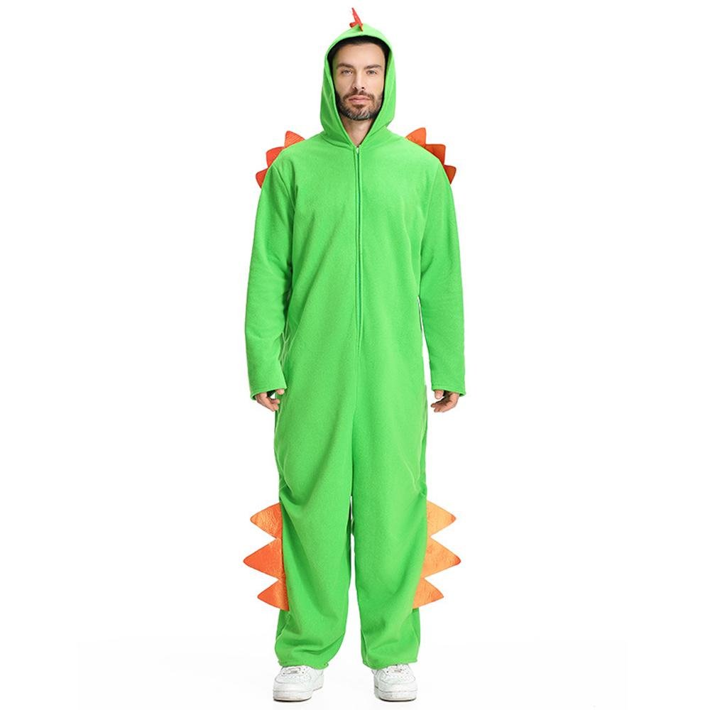 BuyCute Green Big Tail Dinosaur Animal Adult Jumpsuit Cosplay Costume Carnival Now Cheaper With 3 - 5 Days Ship - PajamasBuy