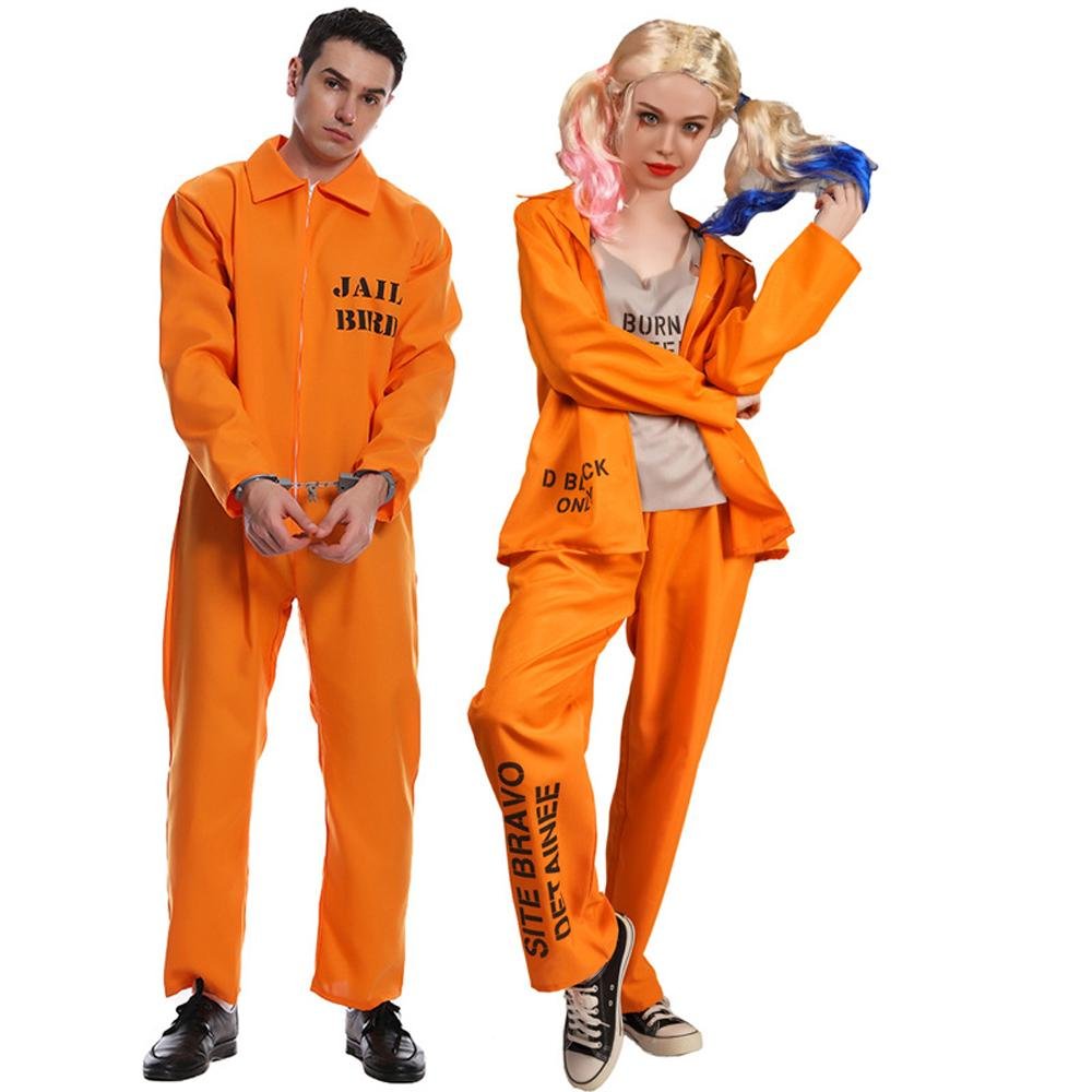 BuyEscaped Prisoner Costume Cosplay Party Jumpsuit Uniform Suit Halloween For Men Women Now Cheaper With 3 - 5 Days Ship - PajamasBuy