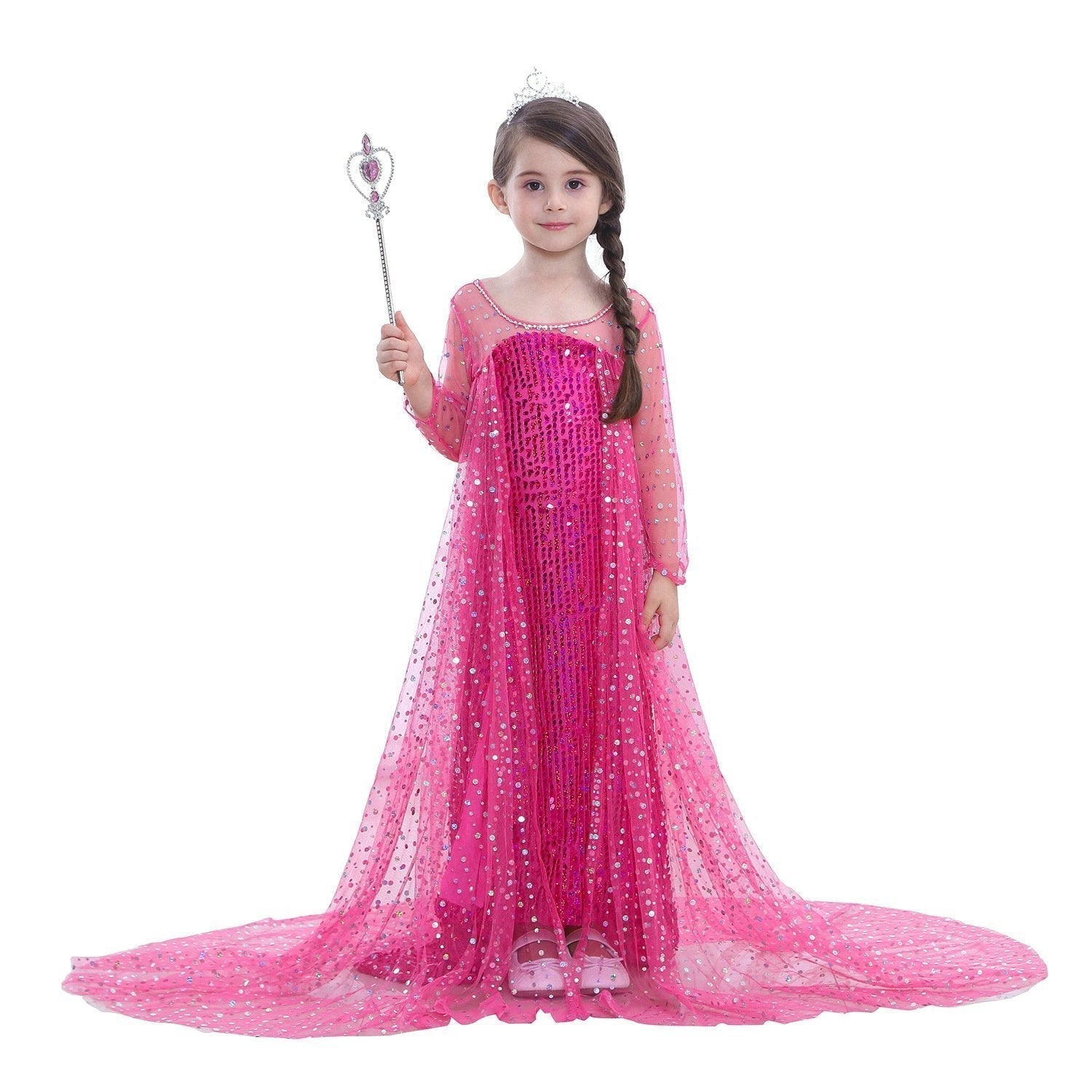 BuyFrozen Elsa Costume Long Sleeve Girl Party Princess Dress Now Cheaper With 3 - 5 Days Ship - PajamasBuy