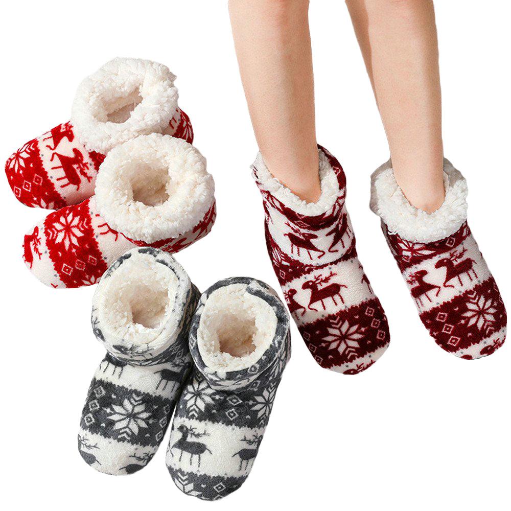 Furry Women Slippers Warm Plush Christmas Indoor Home Reindeer Shoes - Pajamasbuy