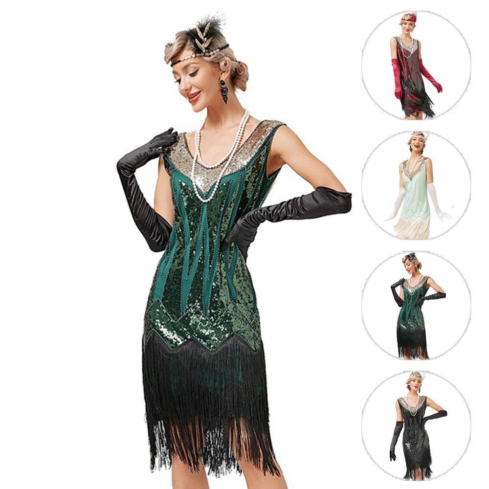 Gatsby 1920s Party Fringe Flapper Dress Retro Costume - Pajamasbuy