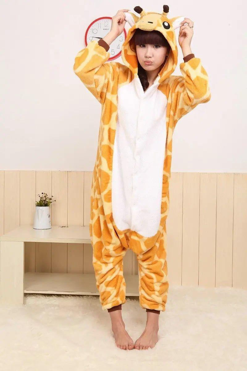 Giraffe Onesie Hoodie Pajamas Fleece Animal Costume Kigurumi - Pajamasbuy