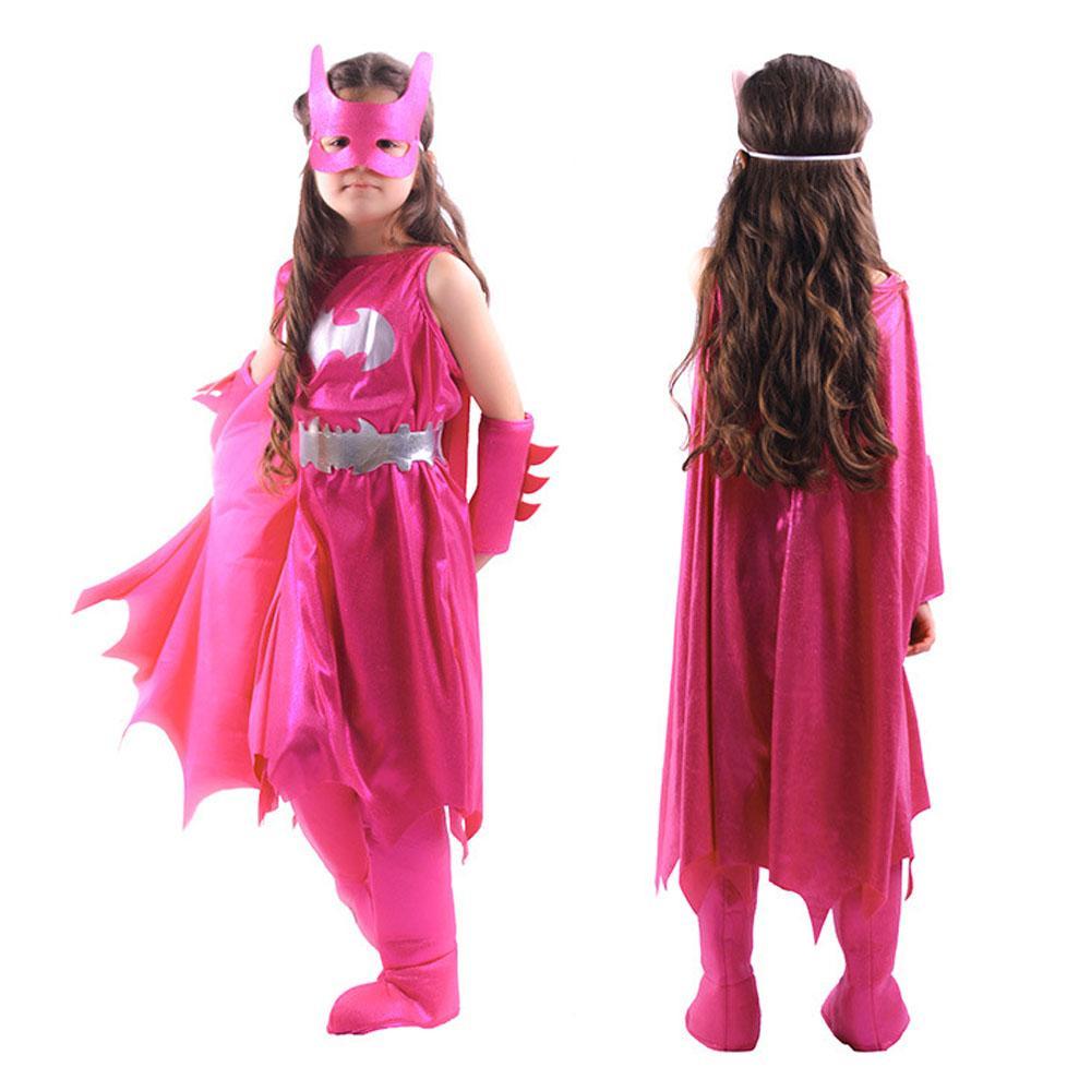 BuyGirl's Deluxe Pink Batgirl Cosplay Costume Halloween Fancy Dress Up Outfit for Child Now Cheaper With 3 - 5 Days Ship - PajamasBuy