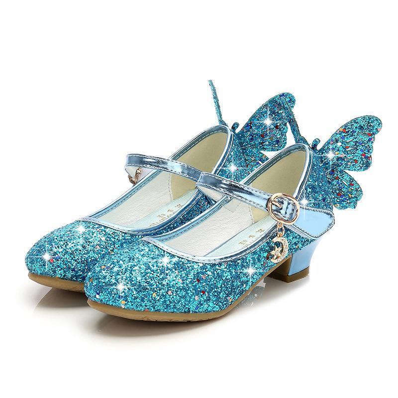 BuyGirls Glitter Butterfly Mary Jane Flats With Mini Heels Dress Shoes Now Cheaper With 3 - 5 Days Ship - PajamasBuy