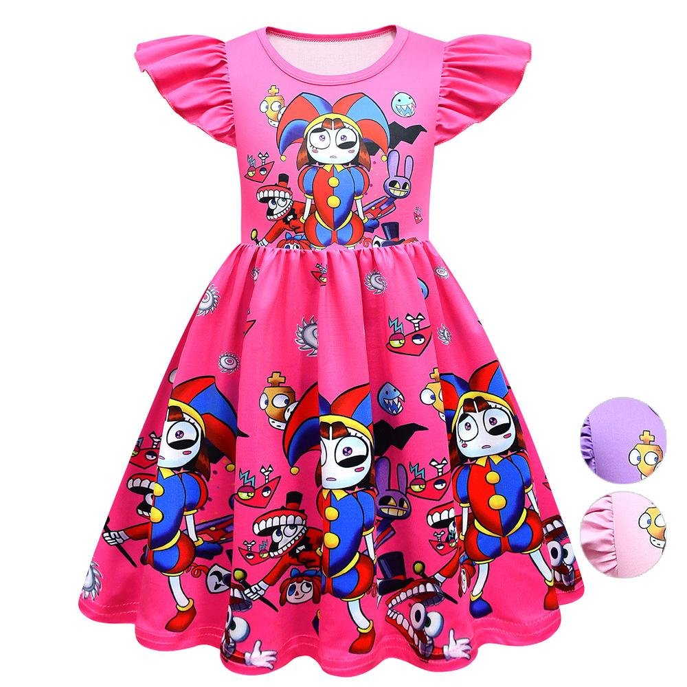 BuyGirls' The Amazing Digital Circus Printing Flying Sleeve Dress For Kids Now Cheaper With 3 - 5 Days Ship - PajamasBuy