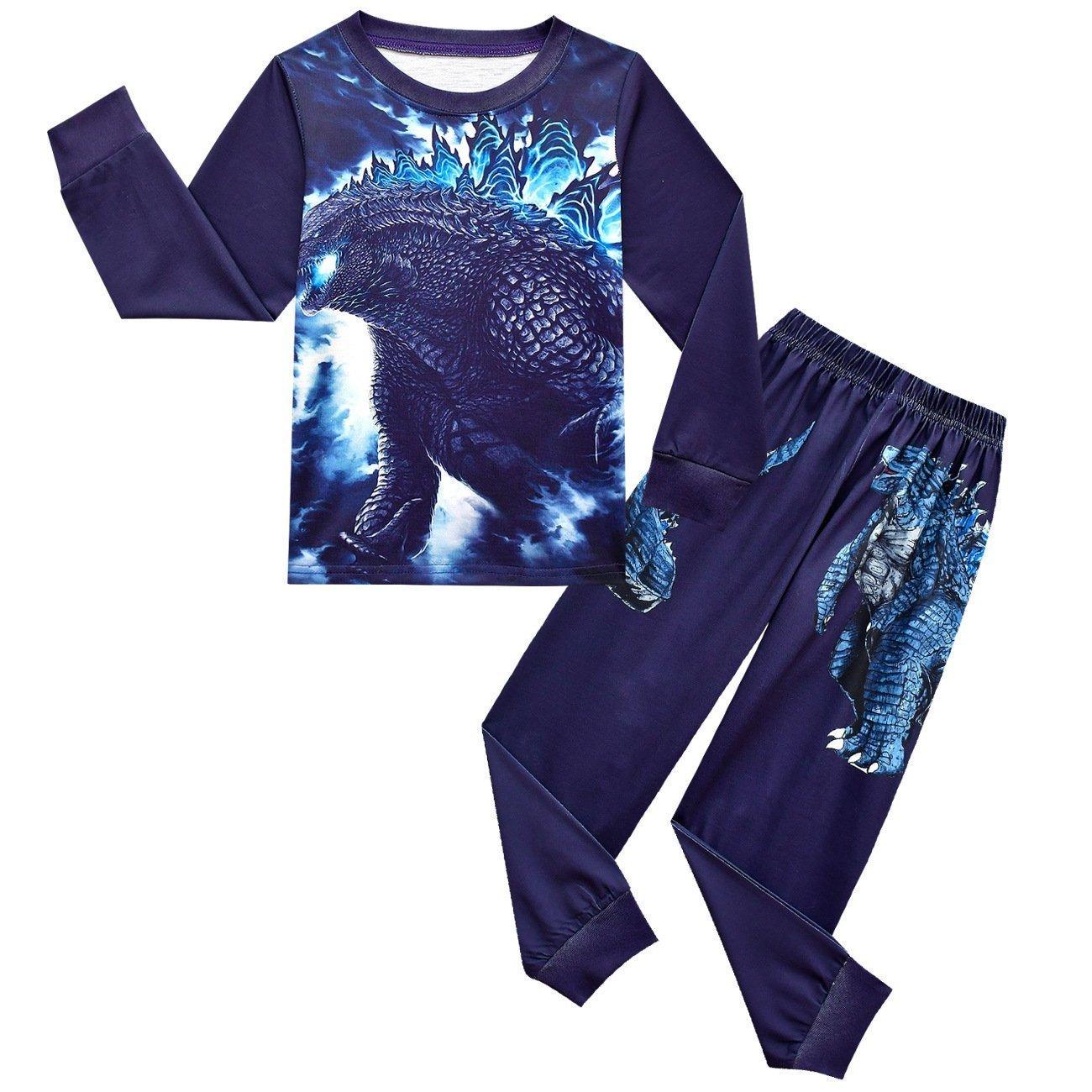 Godzilla Vs Kong Printed Two - piece Boy Long - sleeved Trousers Pajamas - Pajamasbuy