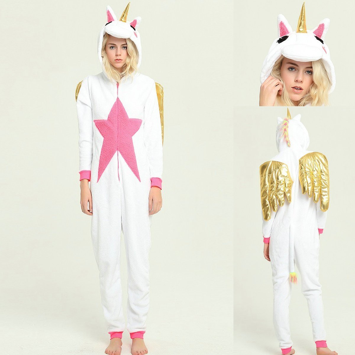 BuyGold Winged Unicorns Kigurumi Onesies Pajamas for Adult Now Cheaper With 3 - 5 Days Ship - PajamasBuy