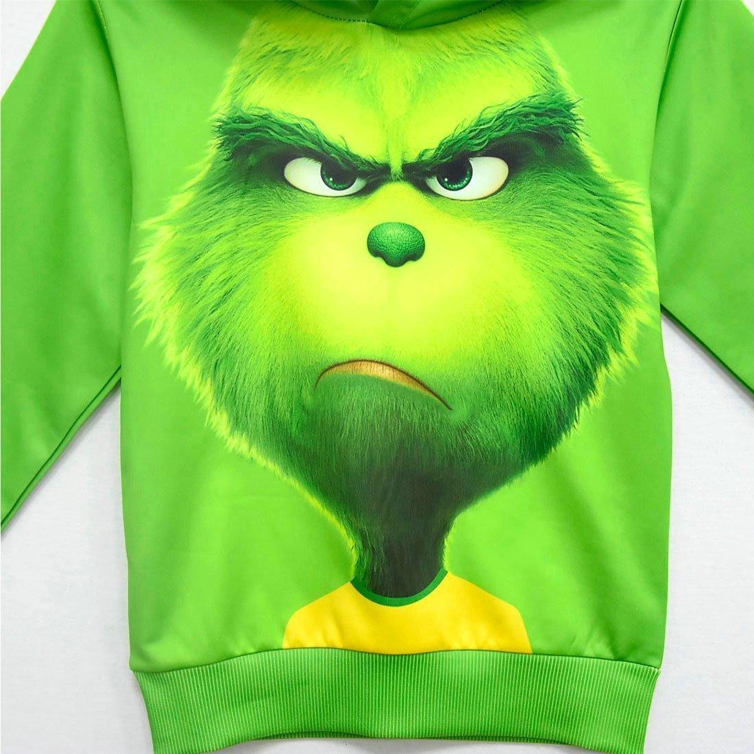 Green Monster Grinch Kids Boys Mask Hooded Sweatshirt Set - Pajamasbuy