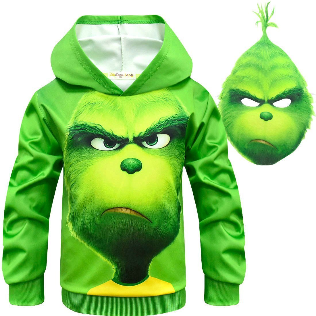 BuyGreen Monster Grinch Kids Boys Mask Hooded Sweatshirt Set Now Cheaper With 3 - 5 Days Ship - PajamasBuy