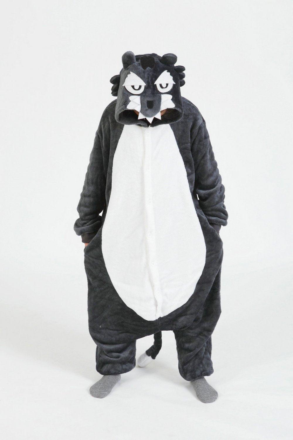 Grey Wolf Kigurumi Pajamas Kids Animal Hoodie Onesie Cosplay - Pajamasbuy