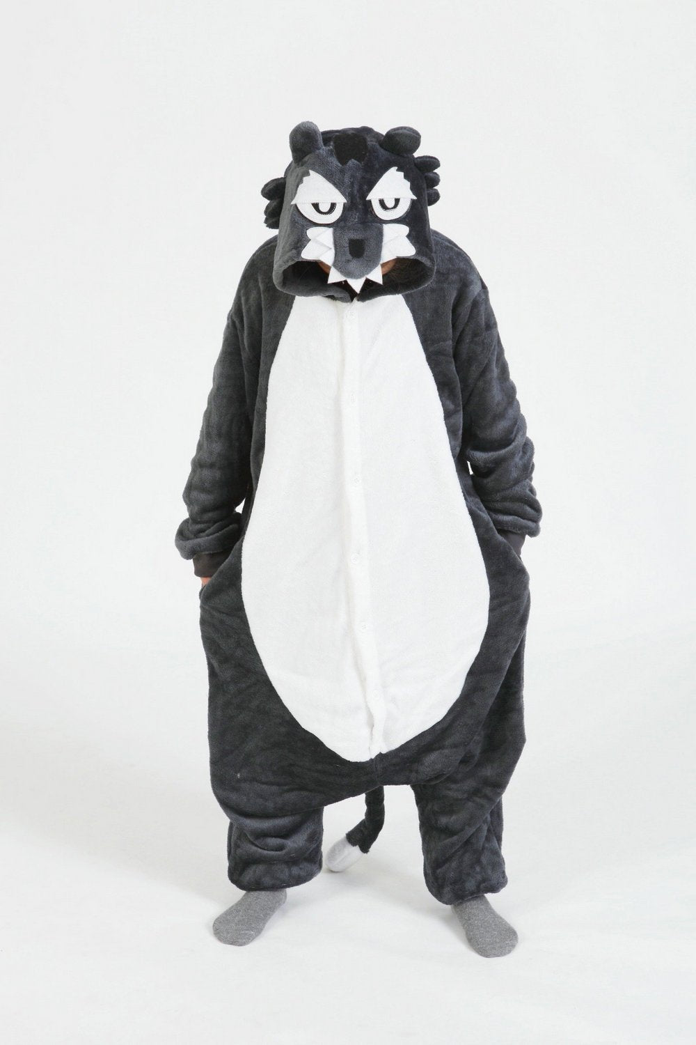 BuyGrey Wolf Kigurumi Pajamas Kids Animal Hoodie Onesie Cosplay Now Cheaper With 3 - 5 Days Ship - PajamasBuy