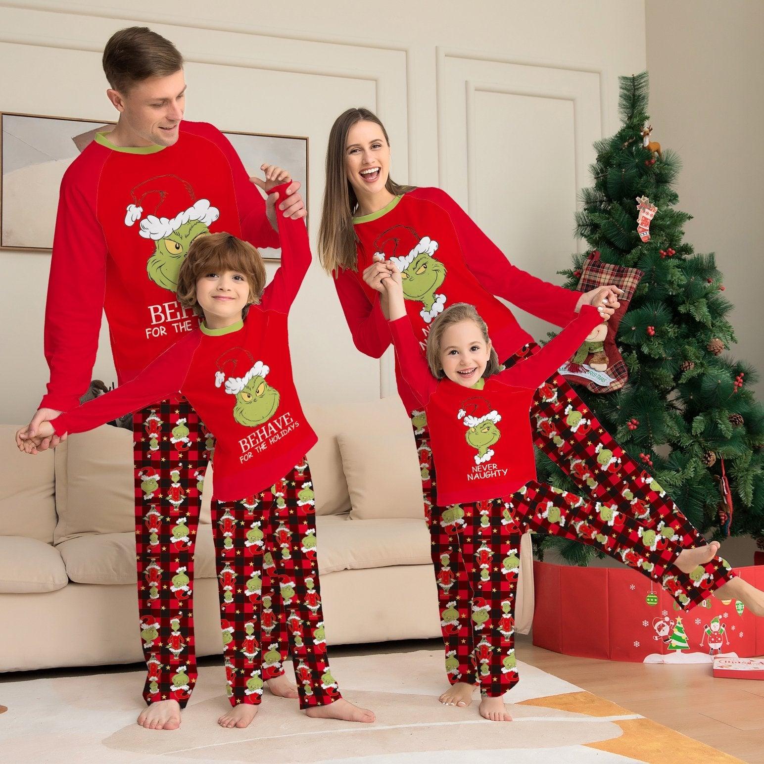 Grinch Letter Christmas Family Couples Matching Pajamas Party Sets - Pajamasbuy