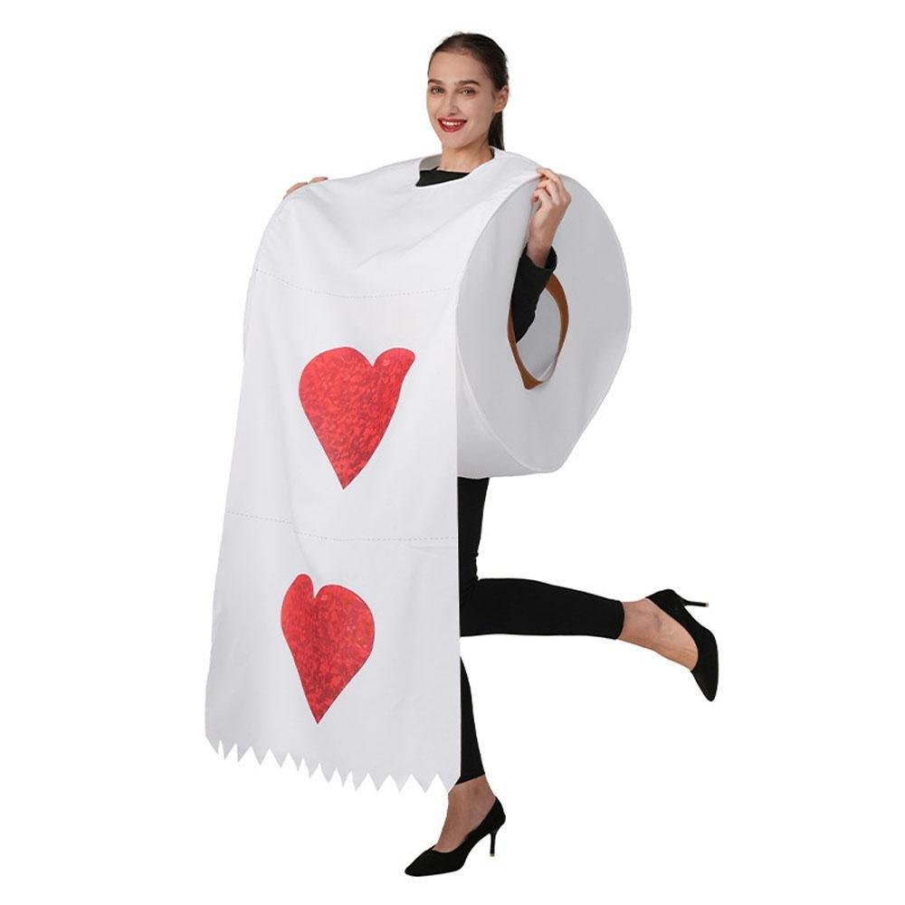 Halloween Couples Parody Toilet Paper Coat Heart Print Costume - Pajamasbuy