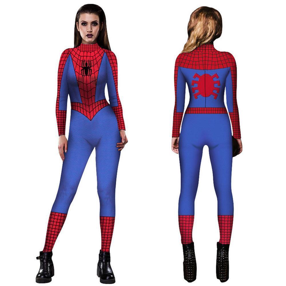 Halloween Peter B Parker Spider woman Digital Printed Bodycon Jumpsuit Costume - Pajamasbuy