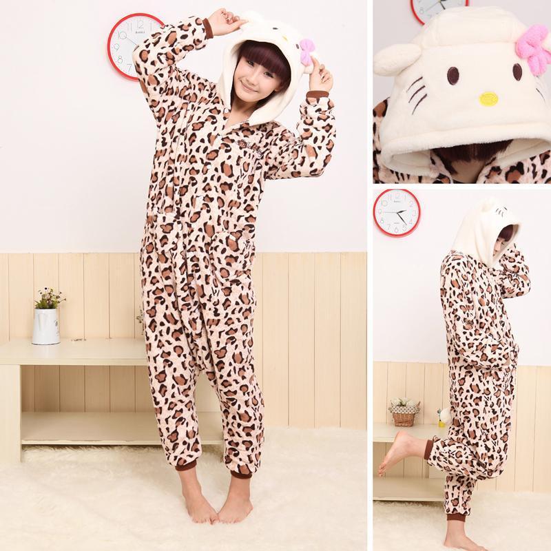 BuyHello Kitty Hoodie Pajamas Leopard Kigurumi Animal Costume Now Cheaper With 3 - 5 Days Ship - PajamasBuy