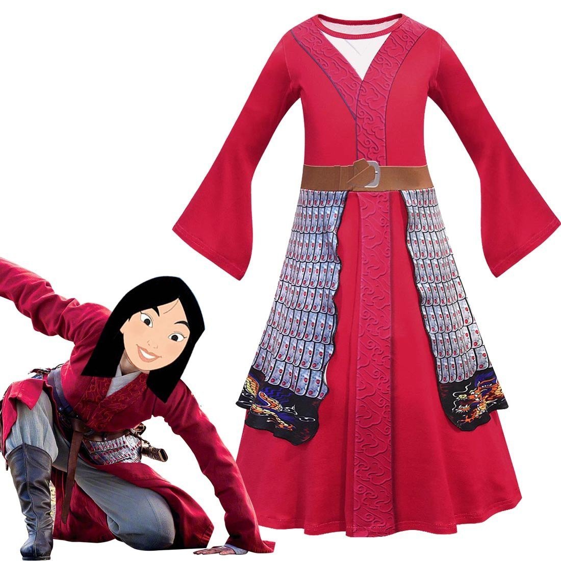 BuyHua Mulan Dress for girls Cosplay Costumes Heroine Movie Halloween Kids Party Dress Now Cheaper With 3 - 5 Days Ship - PajamasBuy