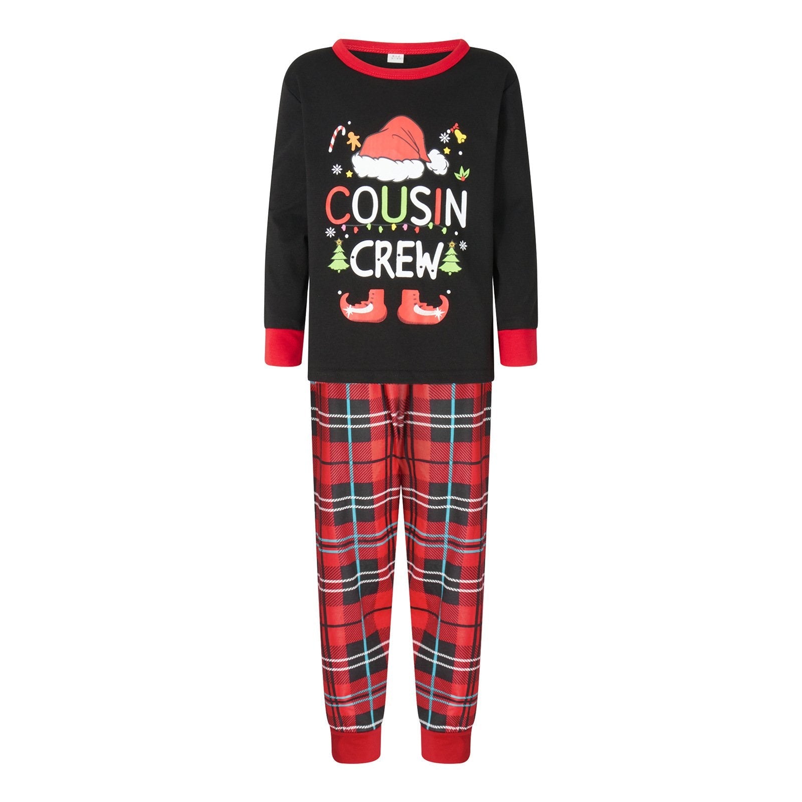 Black Elk Print Plaid Christmas Family Couples Matching Pajamas Party Sets