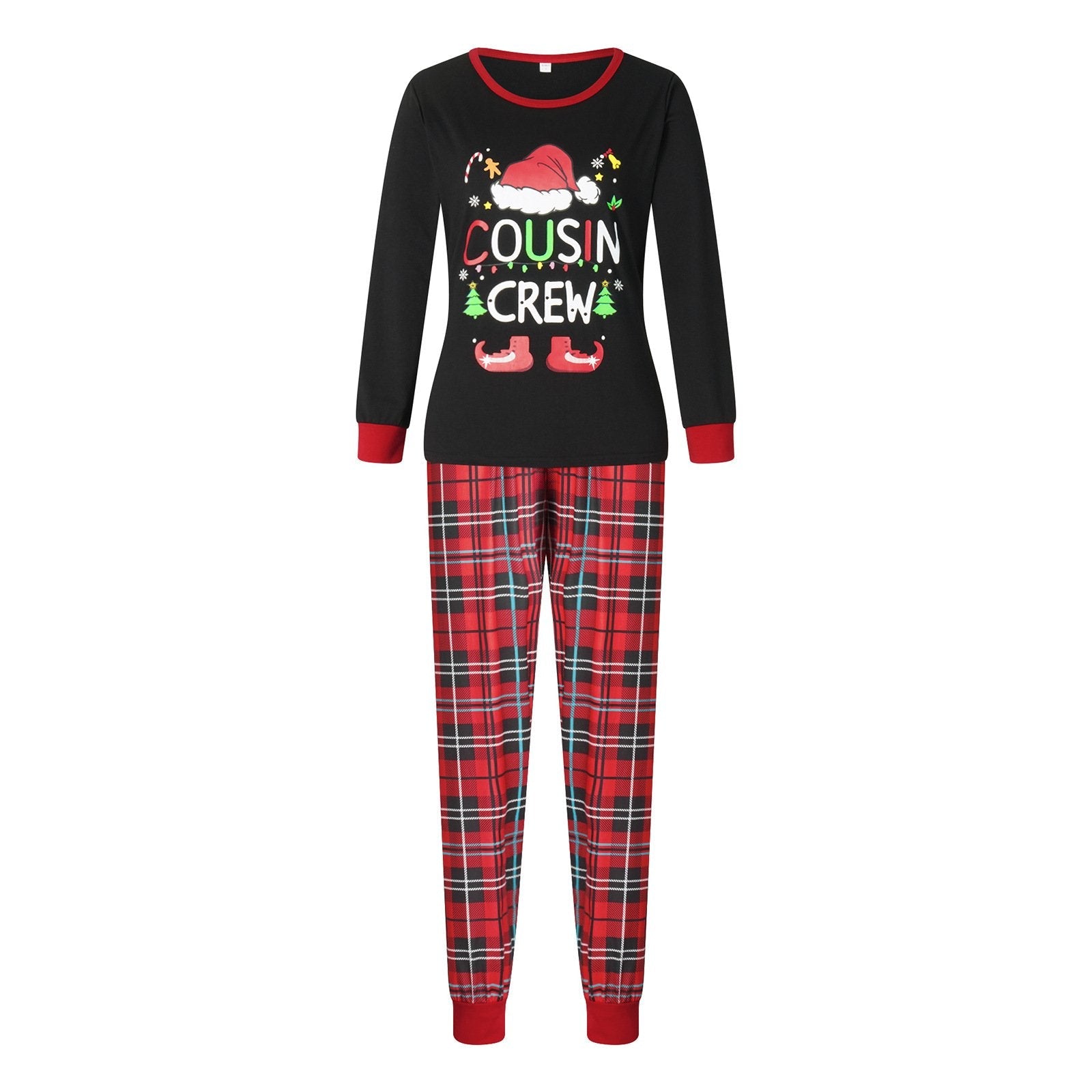 Black Elk Print Plaid Christmas Family Couples Matching Pajamas Party Sets