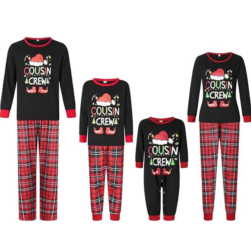 Black Elk Print Plaid Christmas Family Couples Matching Pajamas Party Sets