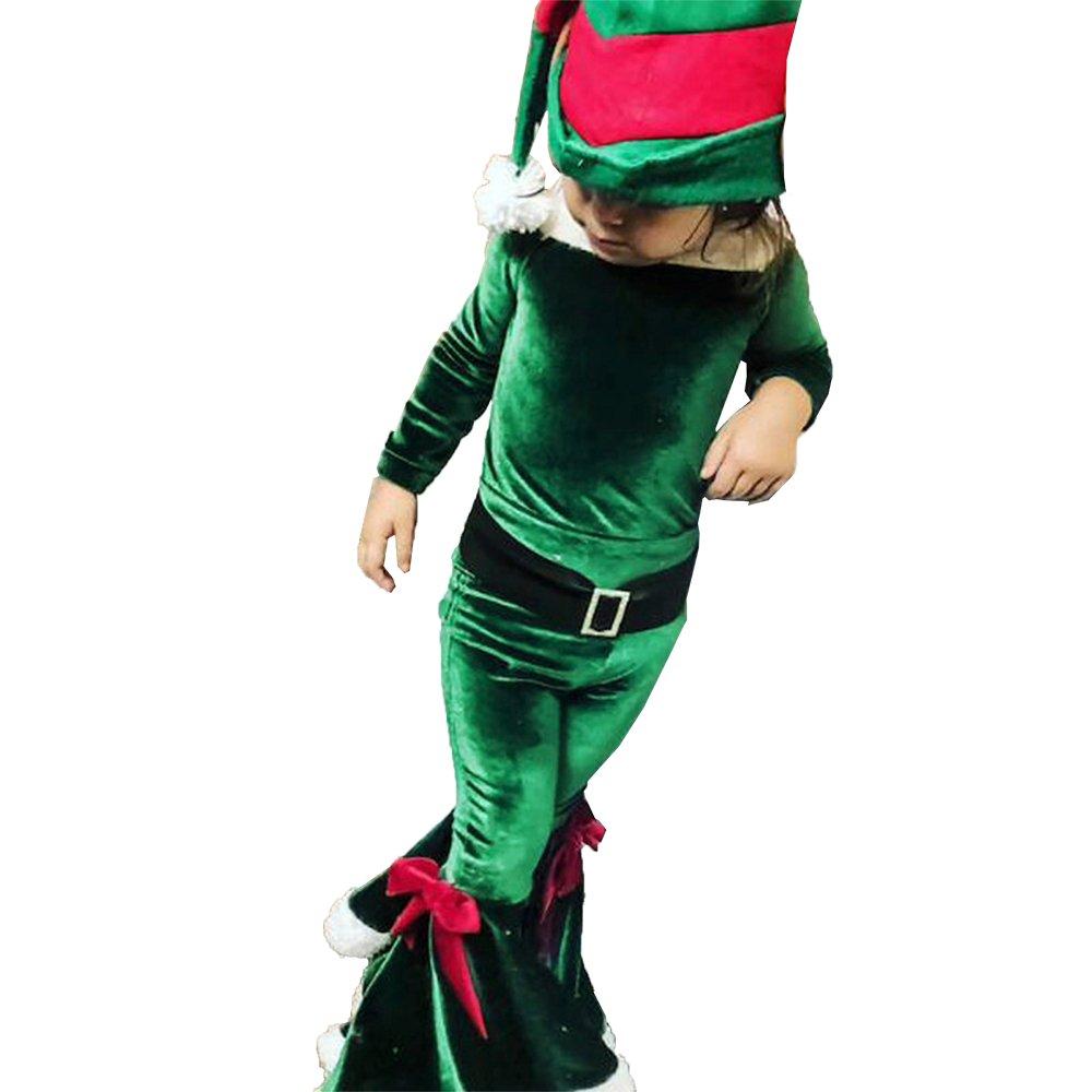 Christmas Costume Kids' Long Sleeve Top Bell Bottoms Trousers Suit