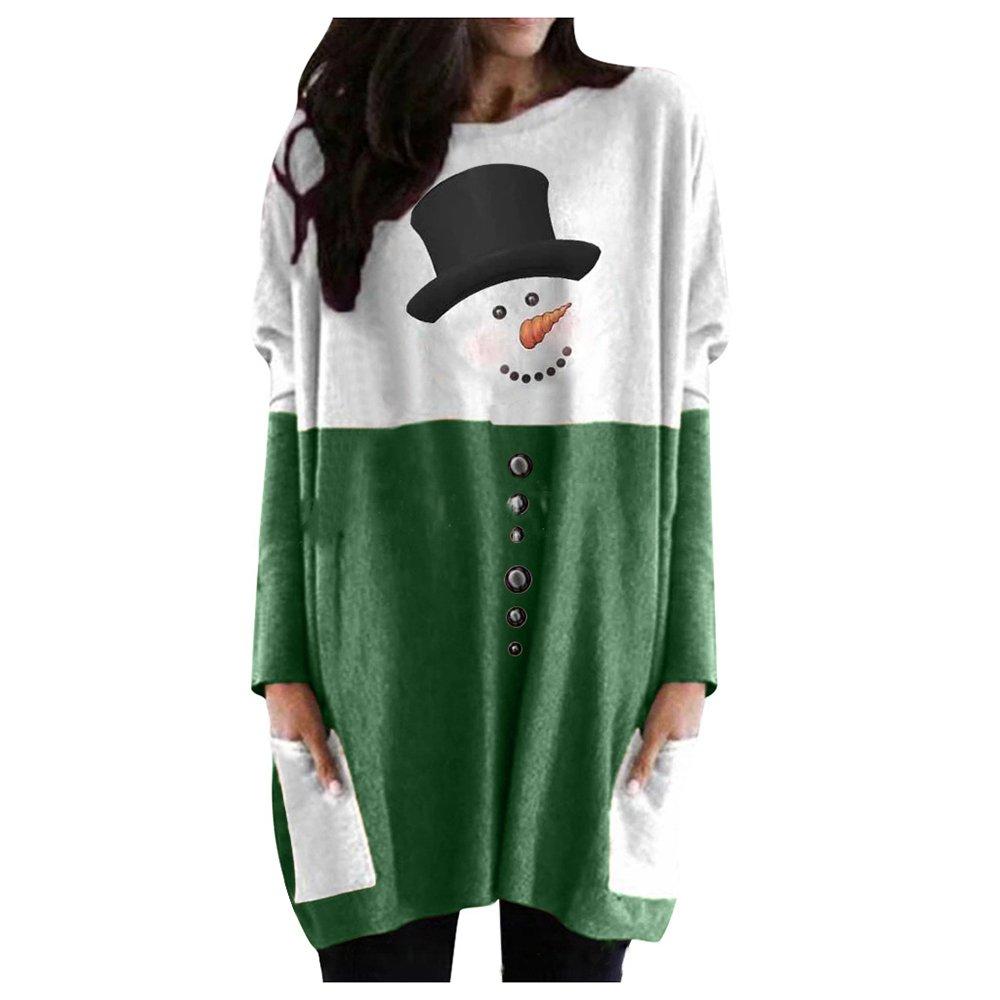 Women's Christmas Skirt Snowman Printed Long Sleeve Dress