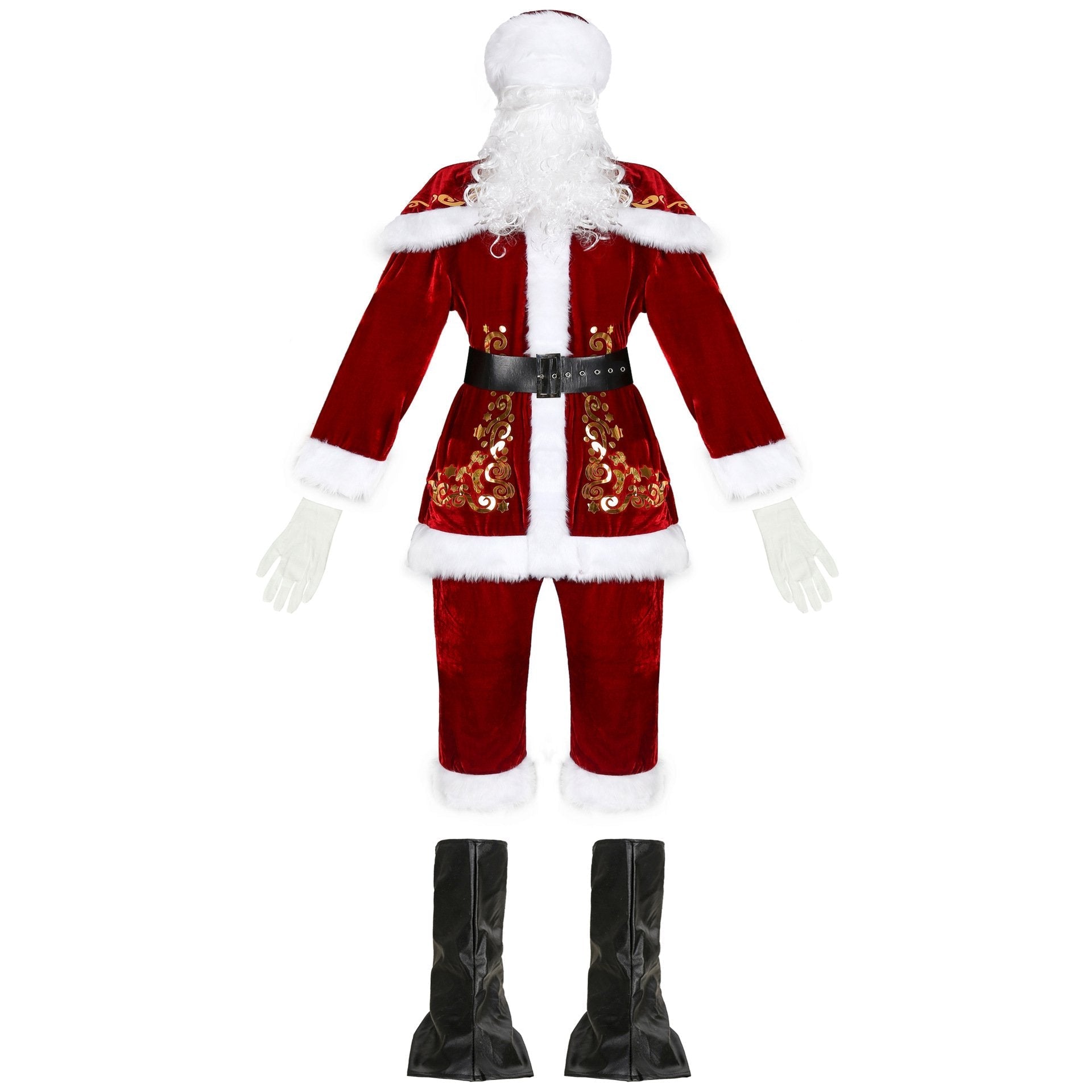 Men Santa Claus Costume Deluxe Christmas Costume Outfit Set-Pajamasbuy