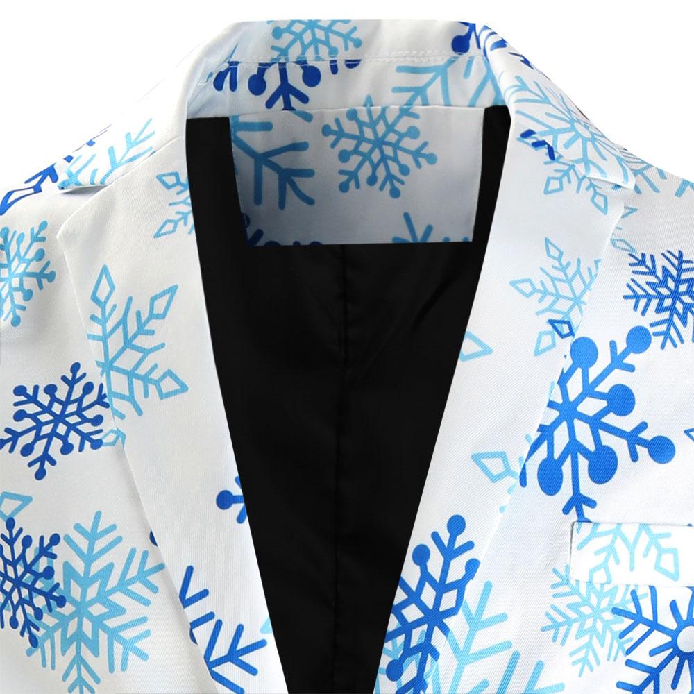 Christmas light blue men's Blazer suits Santa 3D print trousers with vest