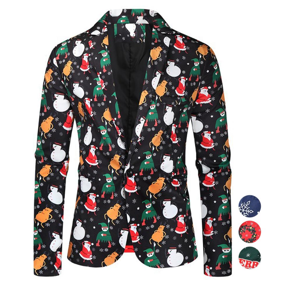 Christmas Black men's Blazer suits Santa 3D print Jackets