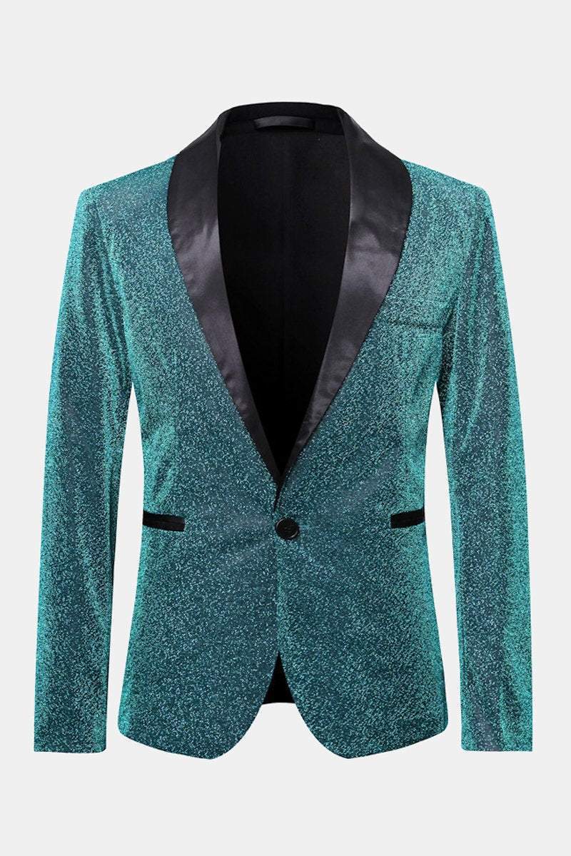 Men's Sequin Suit Jackets Slim Fit Shiny Blazer Coats Dinner Party Bar Host Wedding Formal Dress Coat