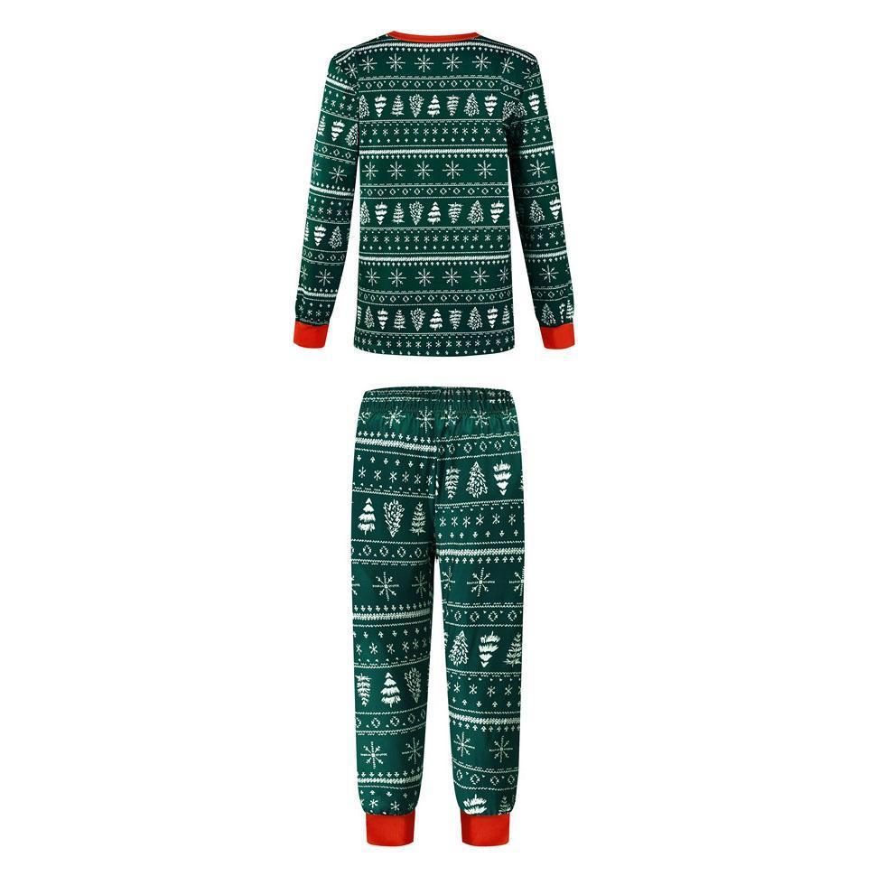 Christmas Family Matching Pajamas Green Snowflake Xmas Tree Print