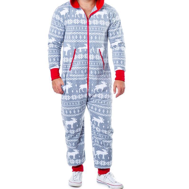 Christmas Pajamas Jumpsuit Humping Reindeer Elk Balls Hoodie for Men