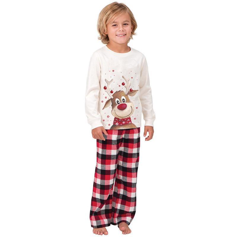 Family Matching Senta Elk Printed Long Sleeve Christmas Pajamas Set