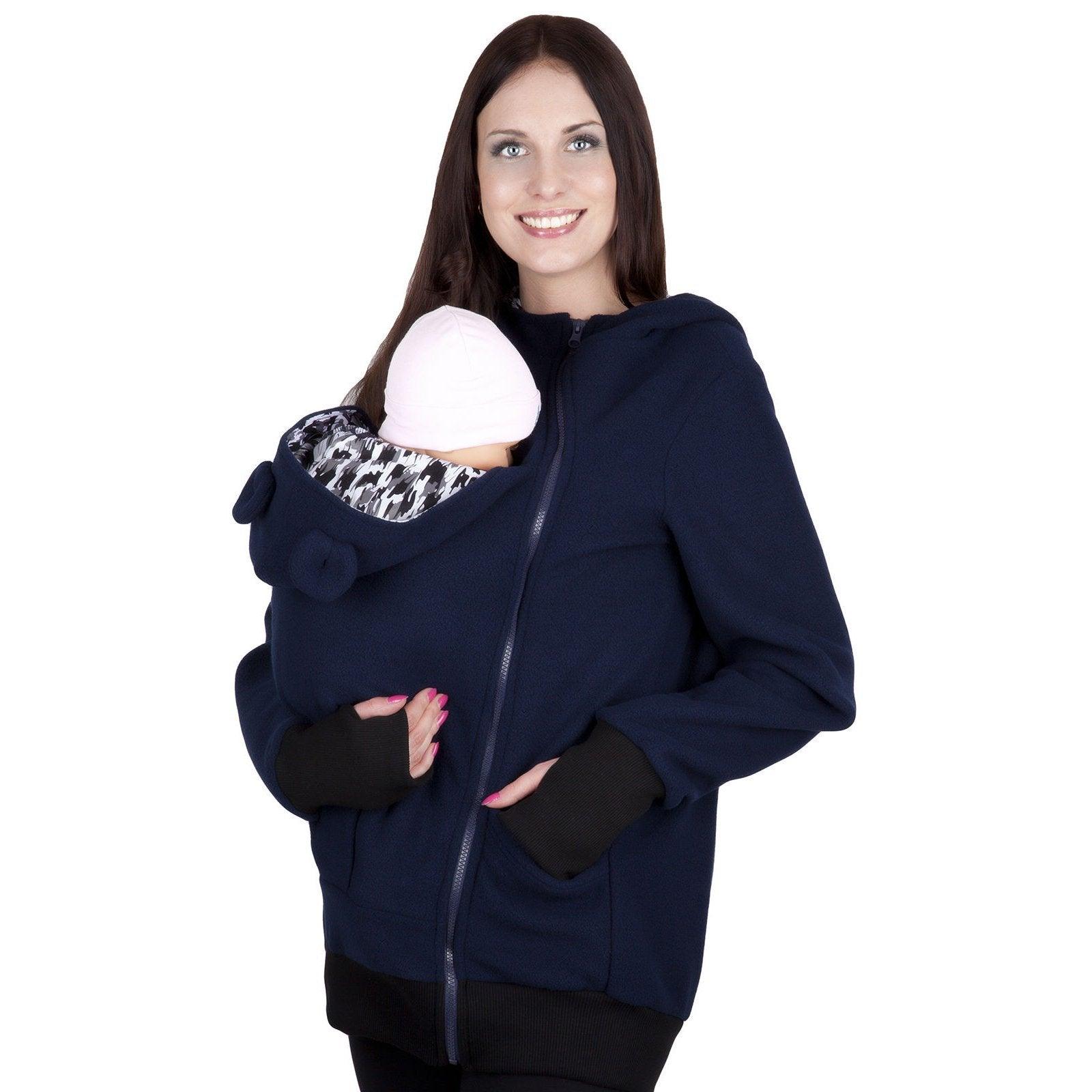 Kangaroo Baby Wear Warm Zipper Long Coat Jacket Hoodie for Mom - Pajamasbuy