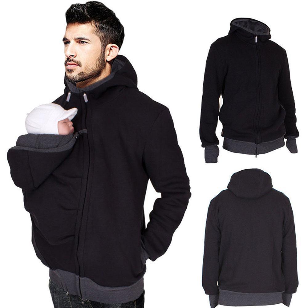 Kangaroo Men Dad Baby Carrier Coat Hoodie Jacket Hooded Sweater - Pajamasbuy