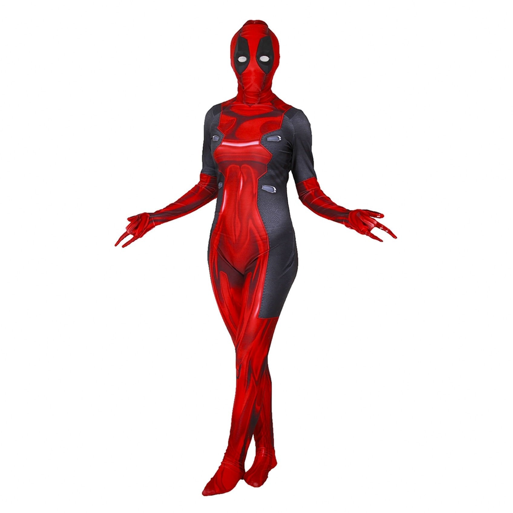 BuyLady and Men Kids Deadpool 3 Bodysuit Costume 2024 Deadpool Wolverine Red With Mask Now Cheaper With 3 - 5 Days Ship - PajamasBuy