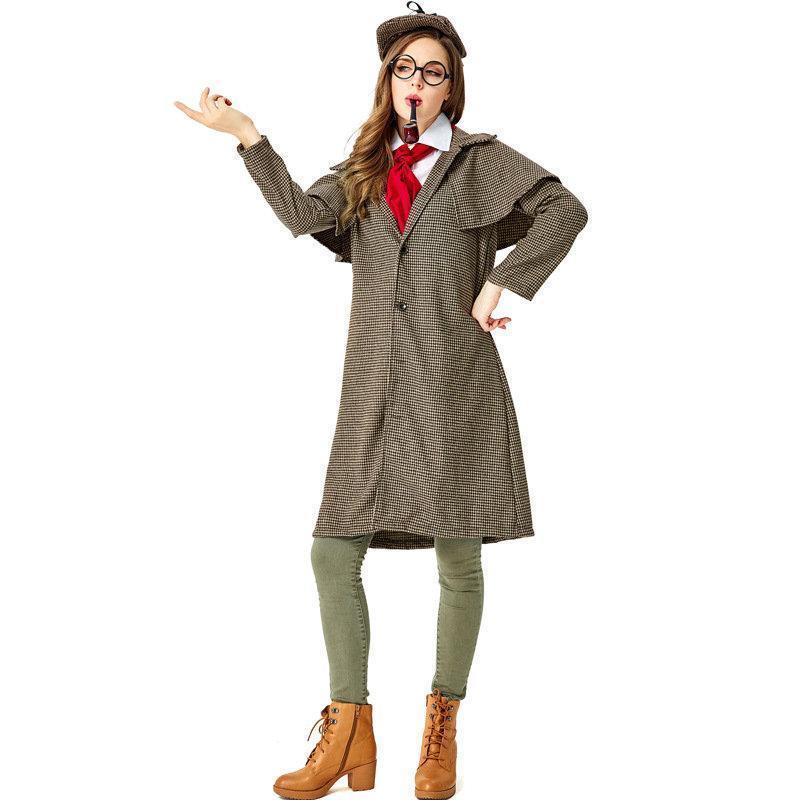 Lady Sherlock Holmes Cosplay Costume Halloween Coat Outfits Women - Pajamasbuy