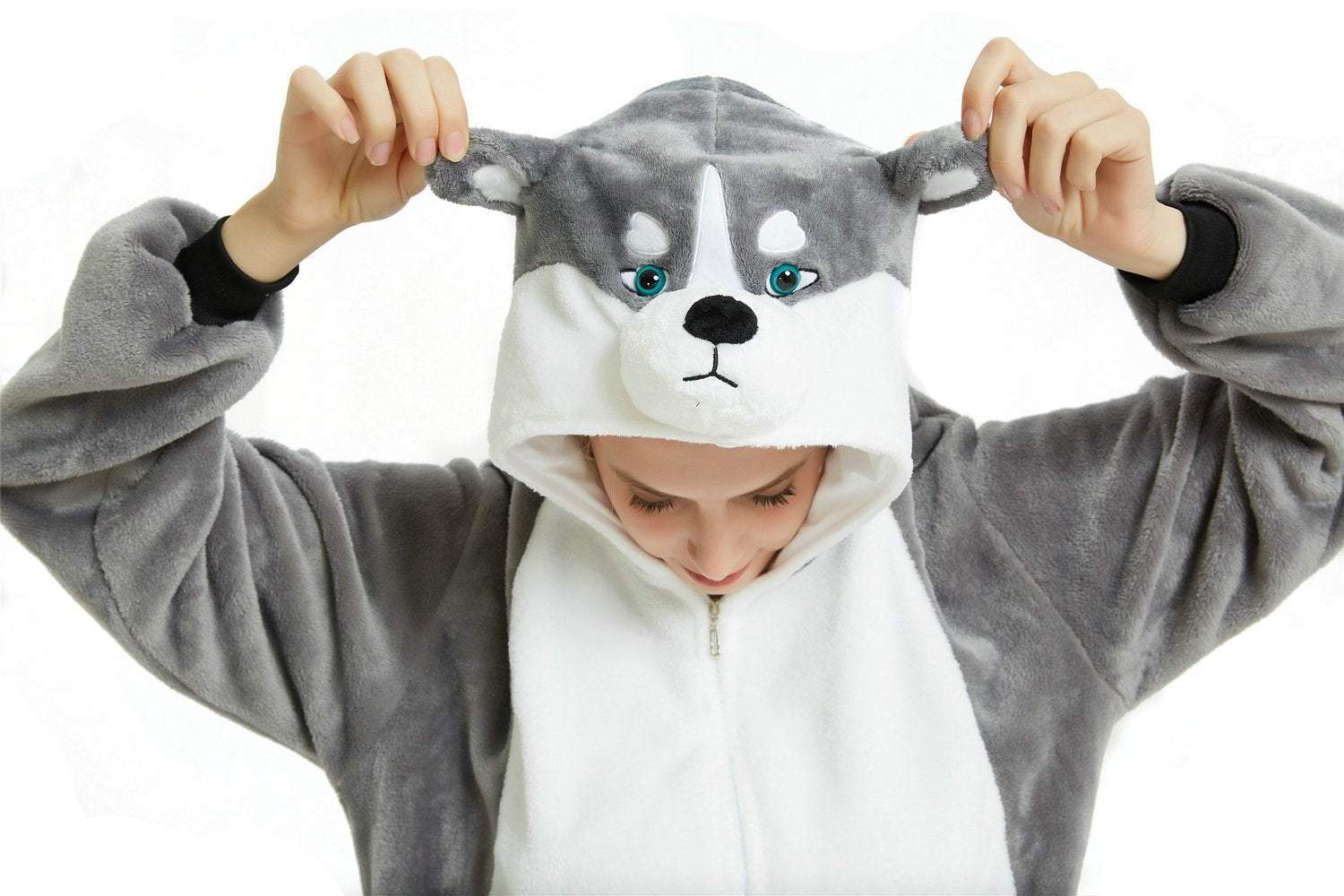 BuyLong - haired Husky Dog Kigurumi Onesies Pajamas Costume Now Cheaper With 3 - 5 Days Ship - PajamasBuy